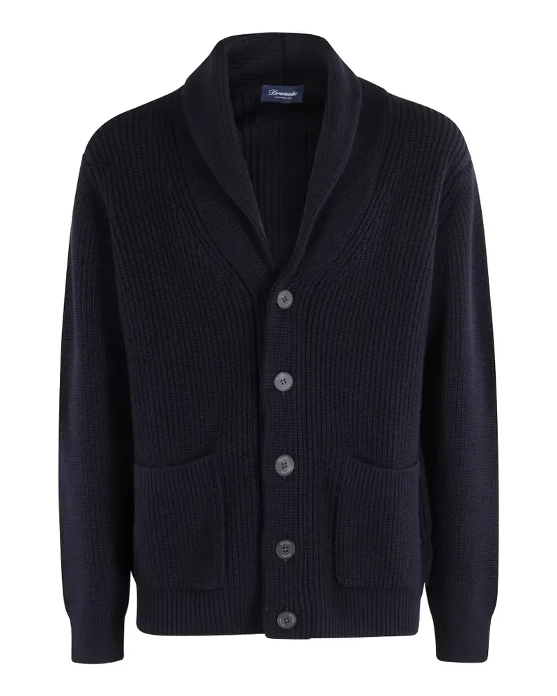 Drumohr  ribbed-knit shawl-collar cardigan - Blau Blau