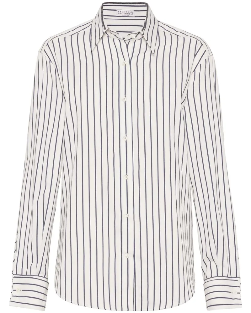 Brunello Cucinelli Gestreiftes Hemd - Weiß Weiß