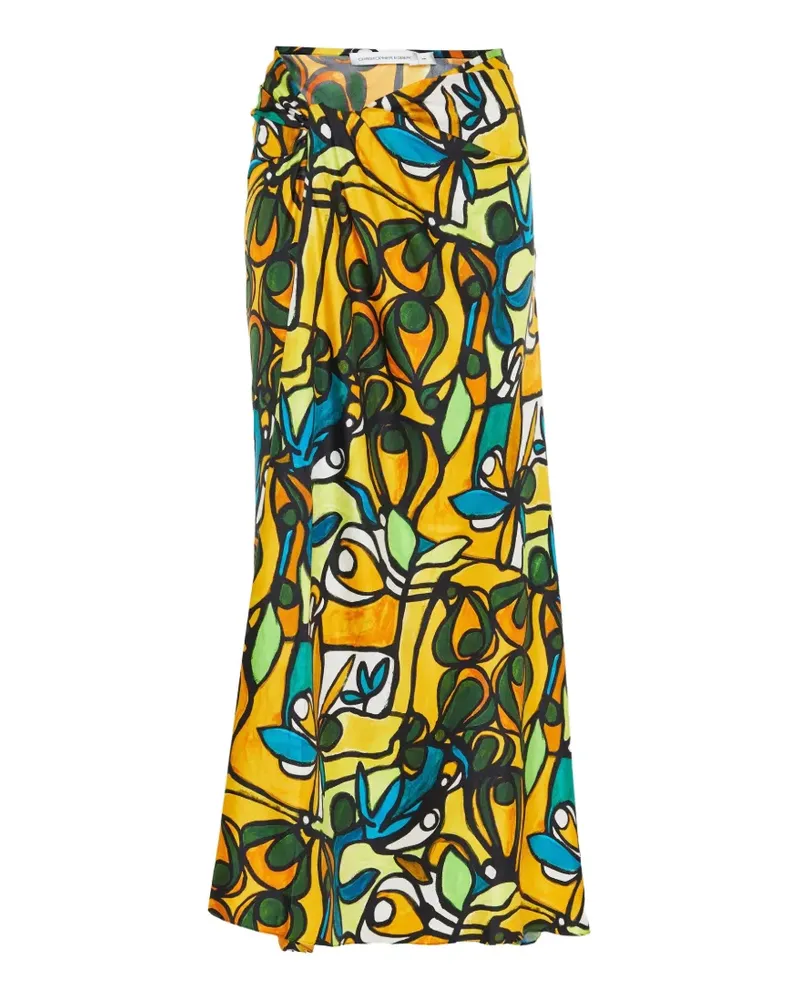 Christopher Esber abstract-print draped skirt - Gelb Gelb
