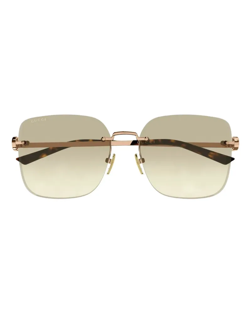 Gucci Sonnenbrille mit eckigem Gestell - Gold Gold