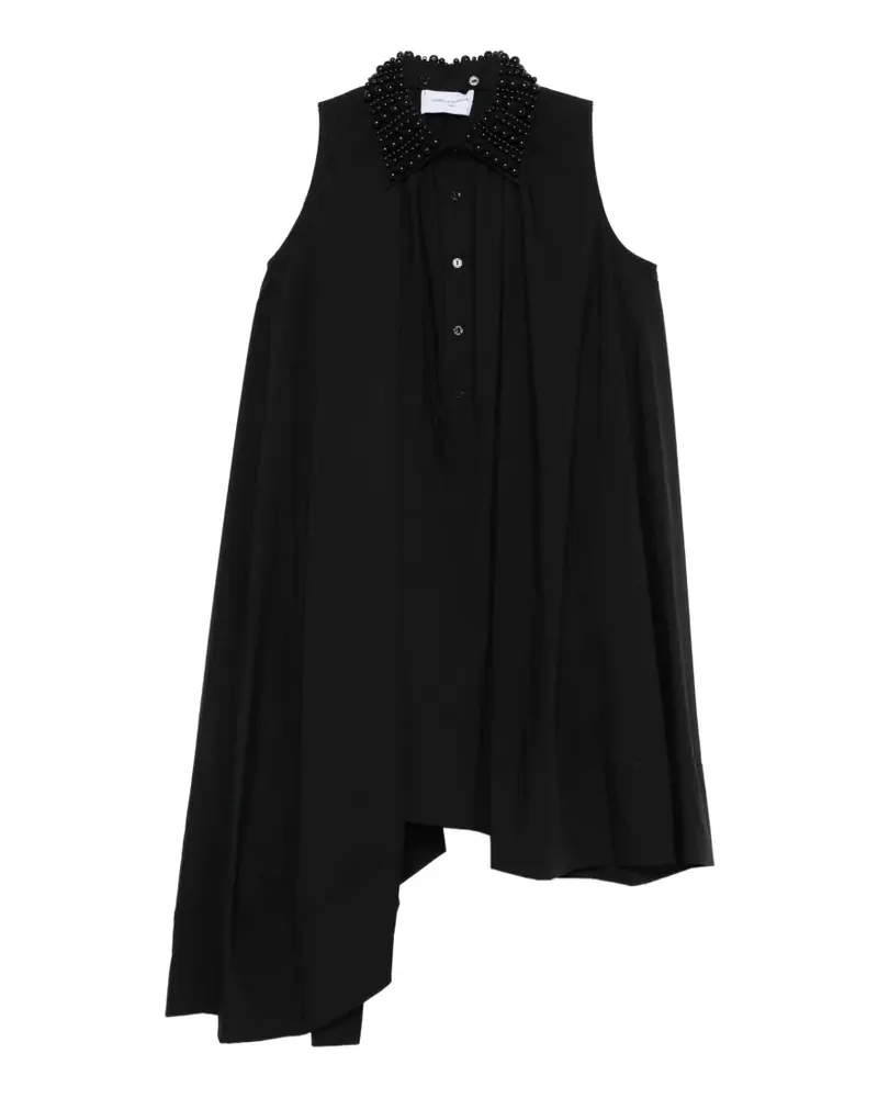 Isabelle Blanche beaded asymmetric mini dress - Schwarz Schwarz