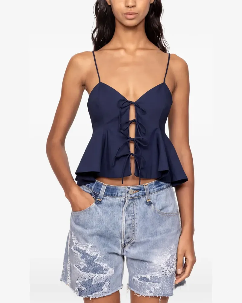 Sea Top mit Schleifenverschluss und Schößchen - Blau Blau