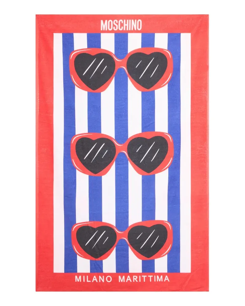 Moschino heart-print striped beach towel - Blau Blau
