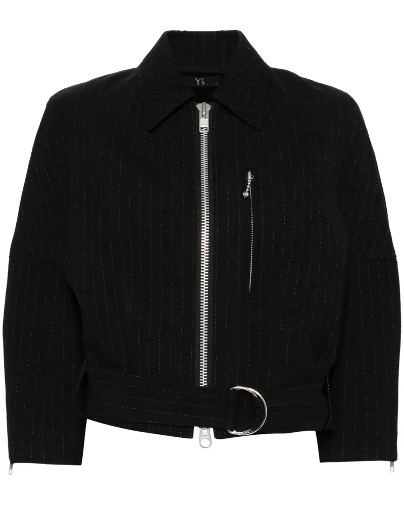 Yohji Yamamoto Gestreifte Jacke mit Reißverschluss - Schwarz Schwarz