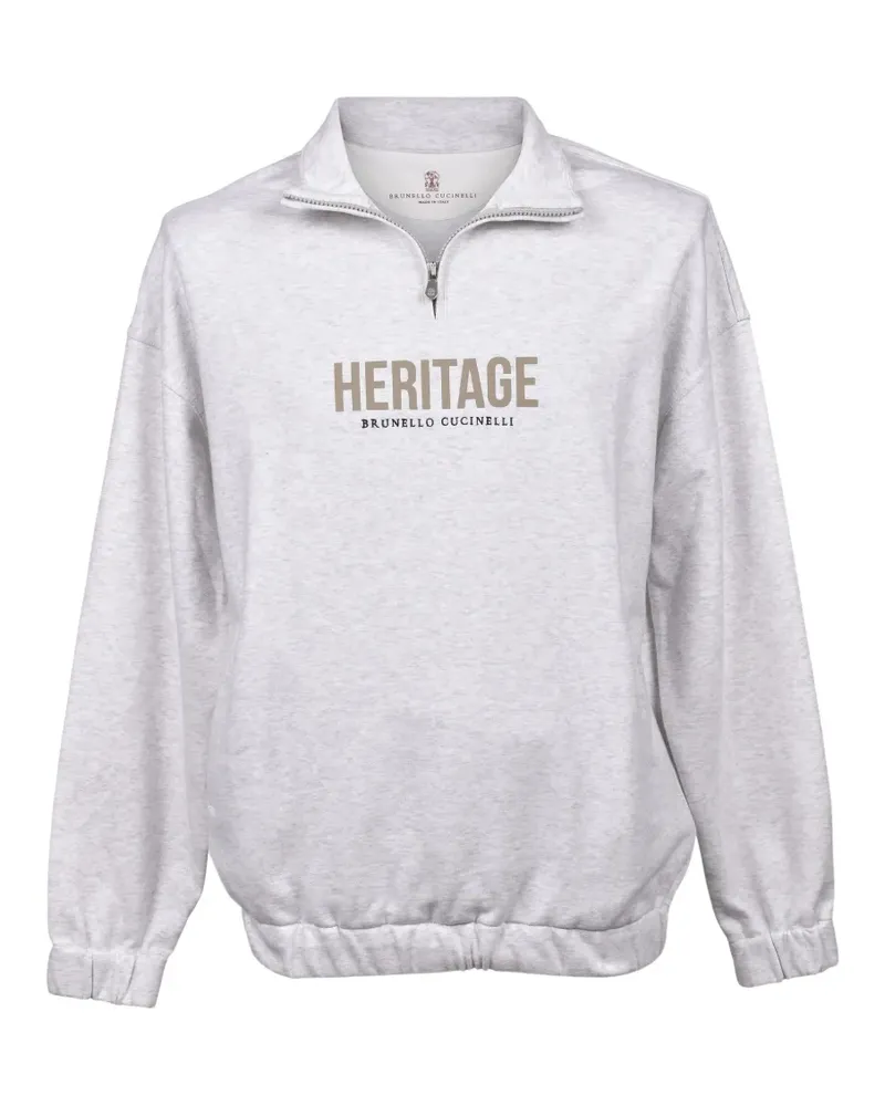 Brunello Cucinelli logo-print zip sweatshirt - Grau Grau