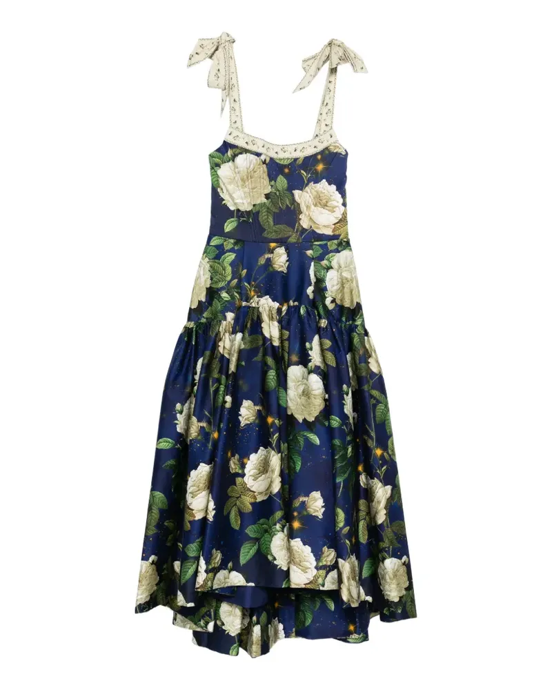 Alice + Olivia Rosalee floral tie-strap midi dress - Blau Blau