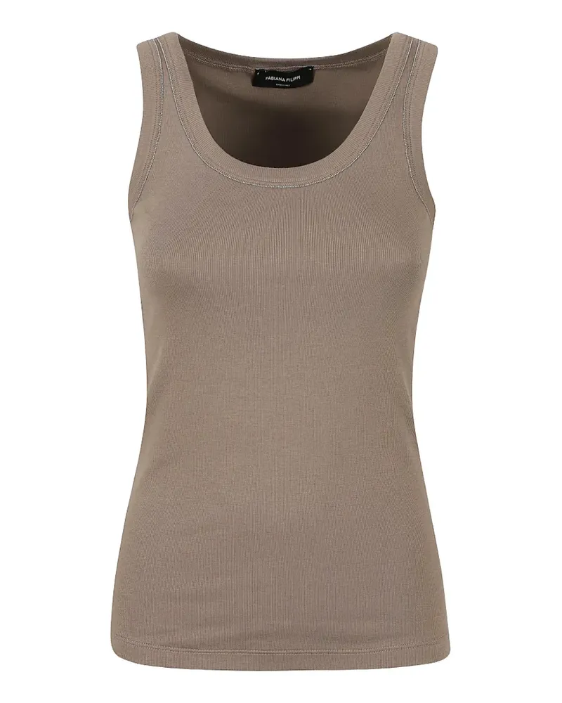 Fabiana Filippi bead-trim ribbed top - Braun Braun