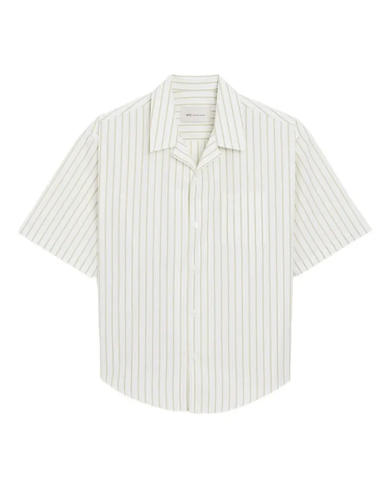 AMI Paris Gestreiftes Hemd mit Reverskragen - Weiß Weiß