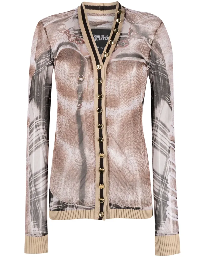 Y/PROJECT Cardigan mit Trompe-l'Oeil-Muster - Nude Nude