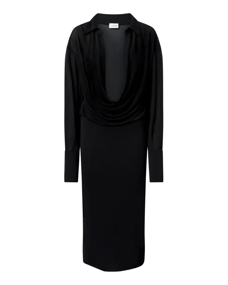 ANDAMANE Lilia draped-neck midi dress - Schwarz Schwarz