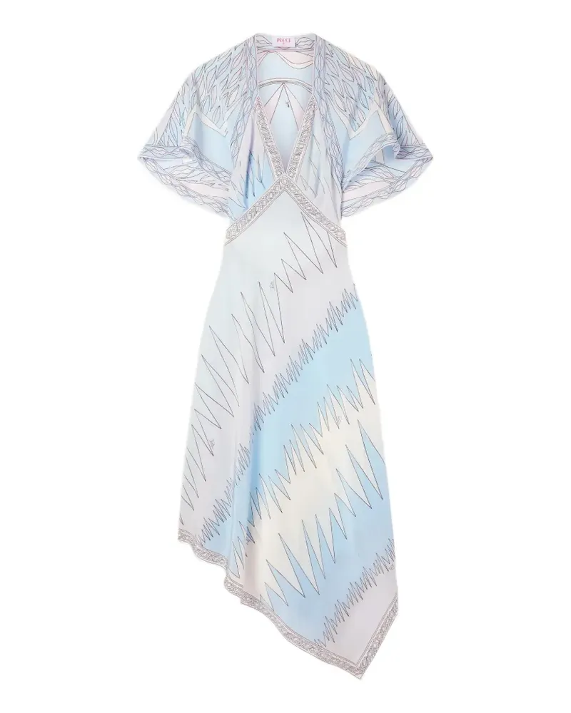 Emilio Pucci Kleid aus Crêpe de Chine mit Drago and Dune-Print - Weiß Weiß