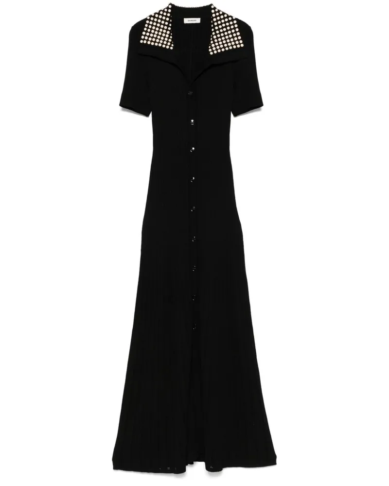 Sandro Gestricktes Maxikleid - Schwarz Schwarz