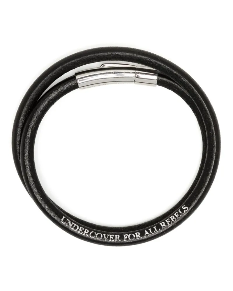 Undercover Lederarmband mit Logo-Gravur Schwarz