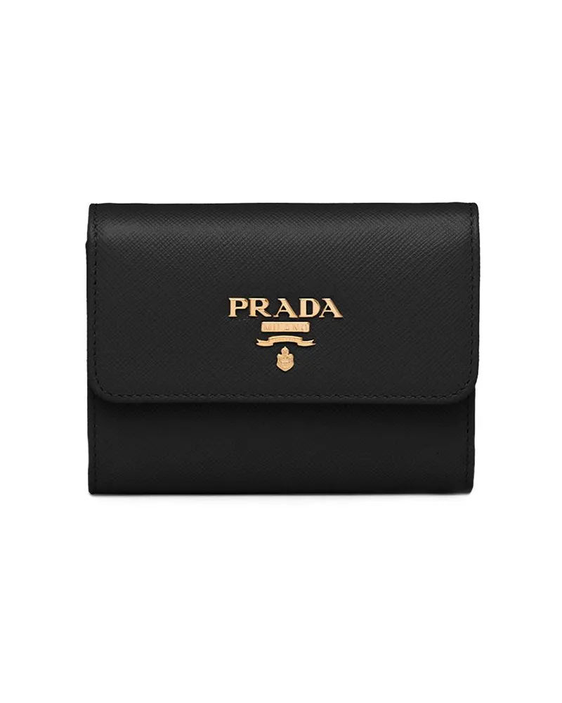 Prada Logoschild Portemonnaie - Schwarz Schwarz