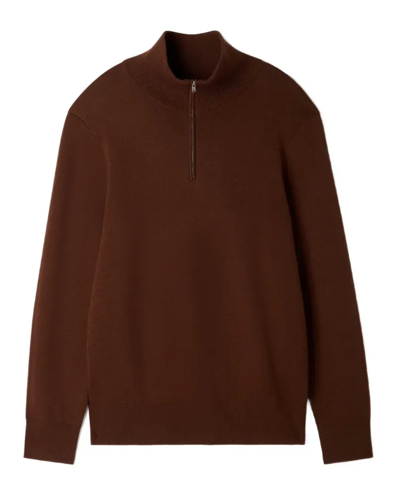 Sandro Pullover mit Viertelreißverschluss und Stehkragen - Braun Braun