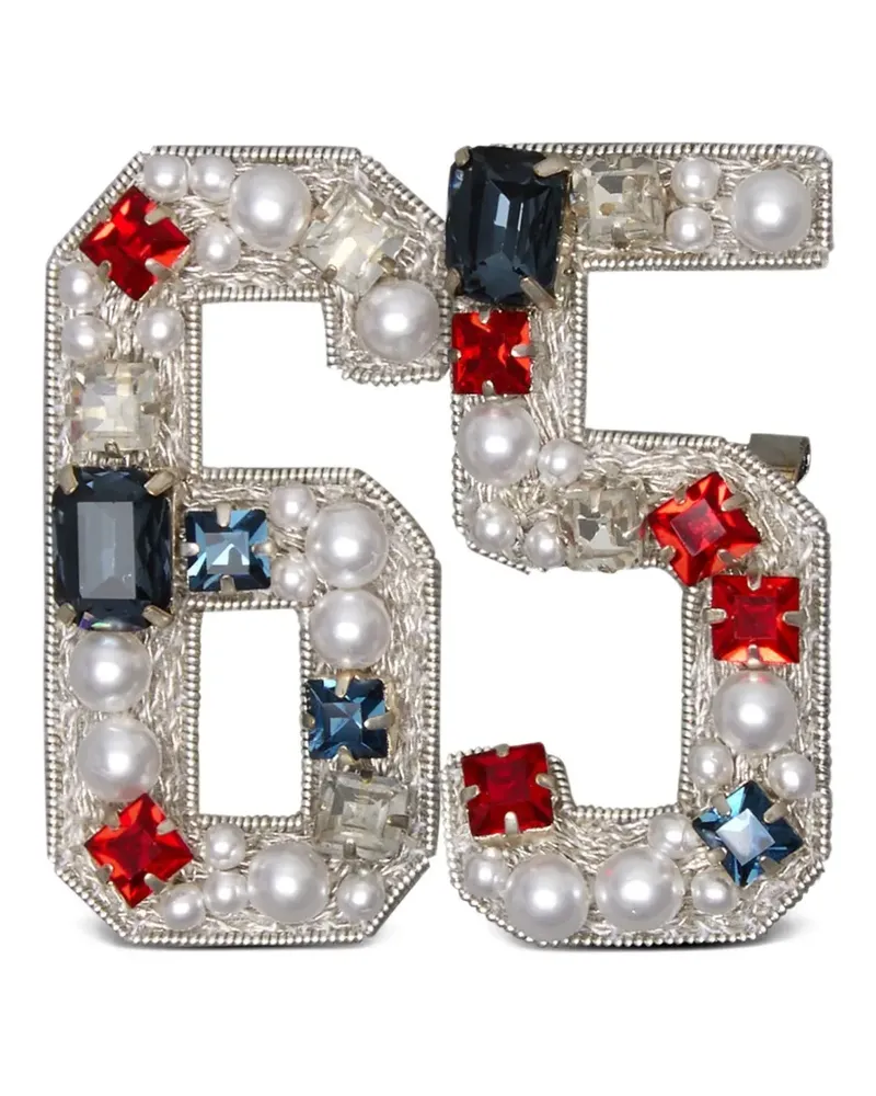 Thom Browne Brosche mit Nummern-Motiv - Silber Silber