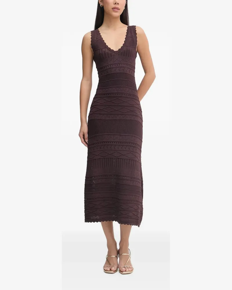 Ermanno Scervino scallop-edge pointelle-knit midi dress - Braun Braun