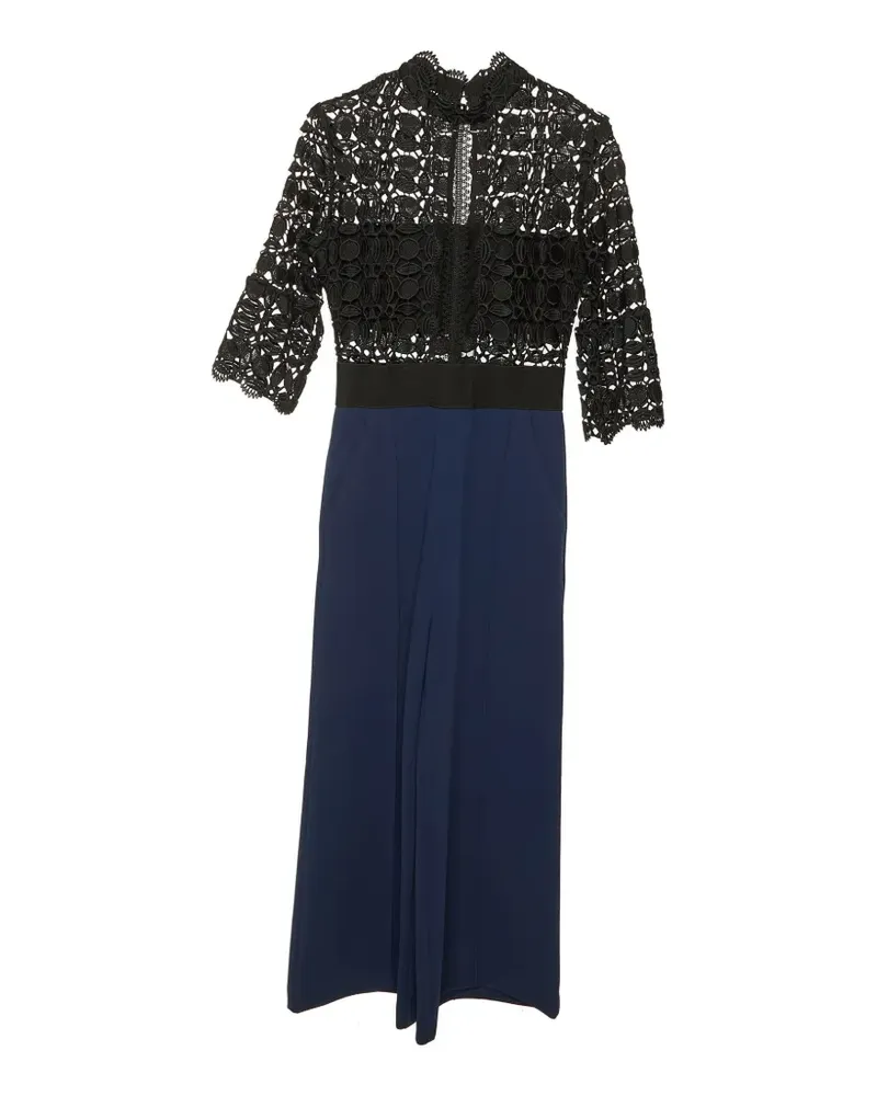 Self-Portrait lace crepe jumpsuit - Blau Blau