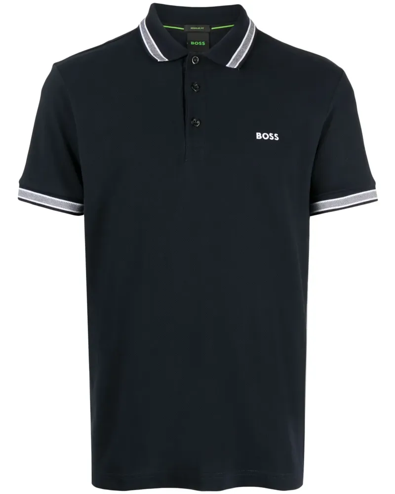HUGO BOSS Poloshirt mit gestreiftem Rand - Blau Blau