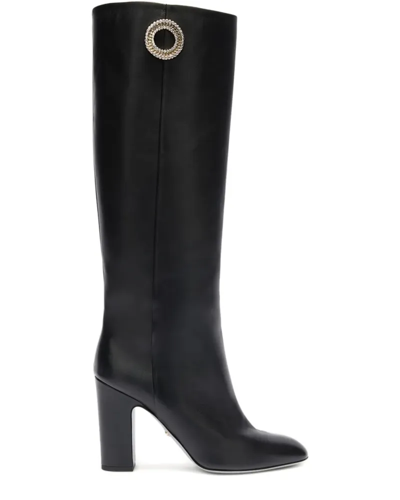 Genny Kniehohe Stiefel mit Verzierung 90mm - Schwarz Schwarz