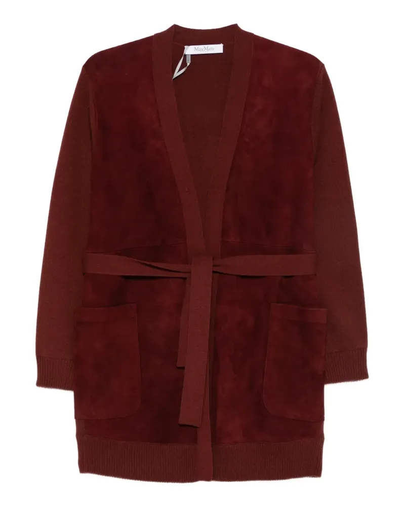 Max Mara suede-panelled belted cardigan - Rot Rot