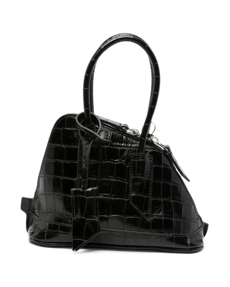 ATTICO Mini Sant Ambroeus Tote Bag mit Kroko-Effekt - Schwarz Schwarz