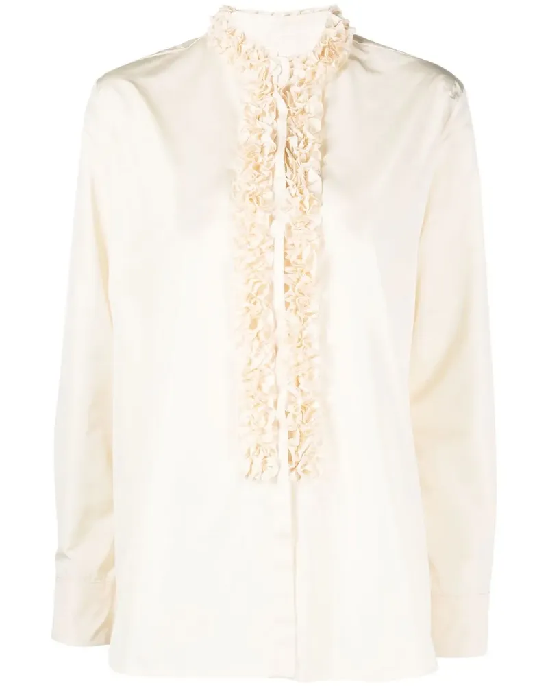 Jil Sander Bestickte Bluse mit Rüschenborten - Nude Nude