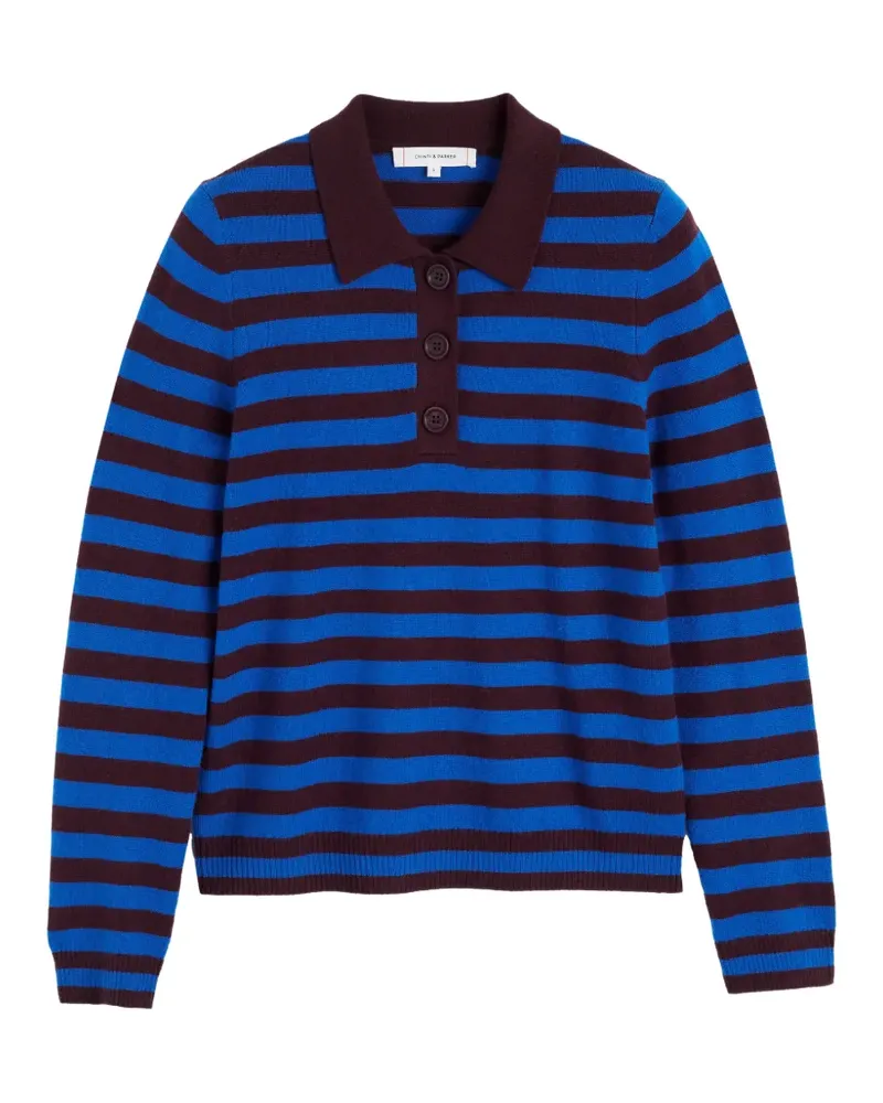 Chinti & Parker Gestreifter Pullover mit Kragen - Blau Blau