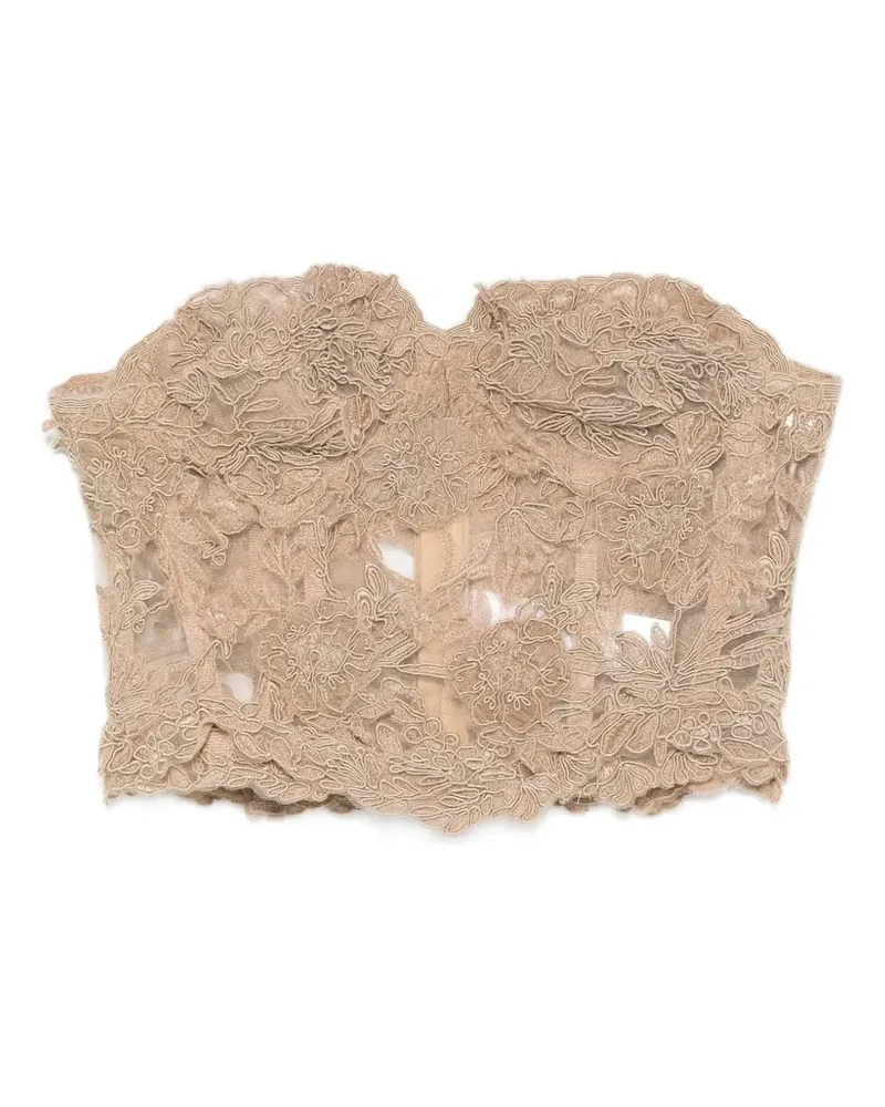 Ermanno Scervino lace-embroidered strapless top - Nude Nude