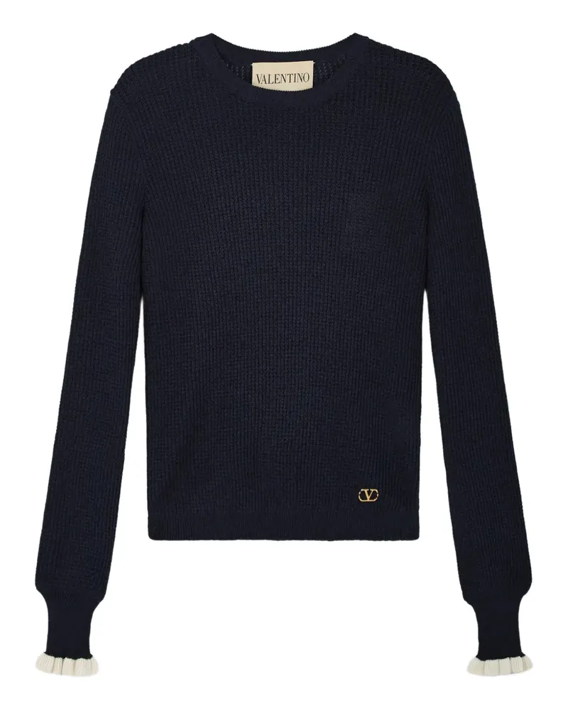 Valentino Garavani Gerippter Pullover mit gerüschten Bündchen - Blau Blau