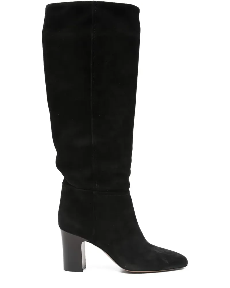 Paris Texas Wildlederstiefel mit Blockabsatz - Schwarz Schwarz