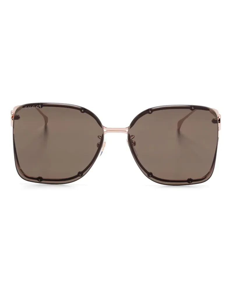 Gucci Sonnenbrille mit eckigem Gestell - Gold Gold