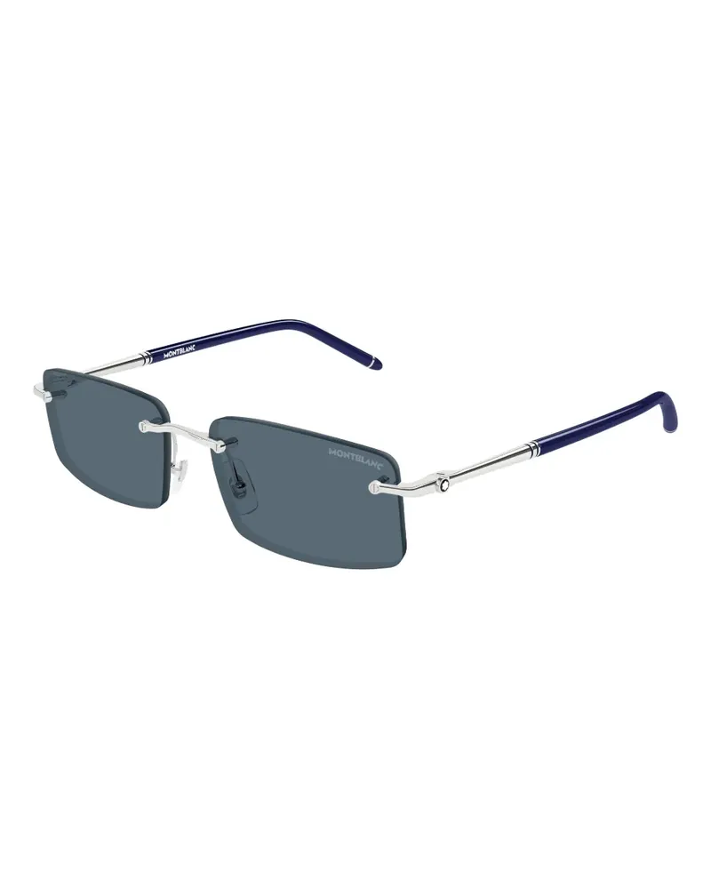 Montblanc Sonnenbrille mit eckigem Gestell - Silber Silber