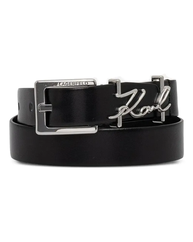 Karl Lagerfeld Signature Gürtel mit Logo-Schild - Schwarz Schwarz