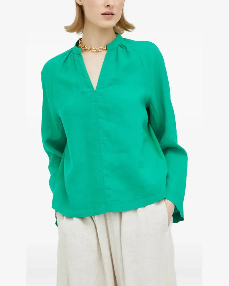 Marc O'Polo Bluse mit V-Ausschnitt - Grün Grün
