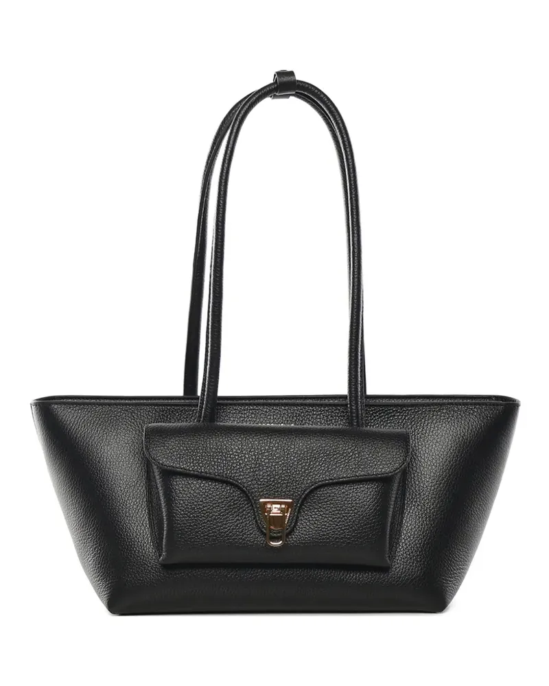 Coccinelle flap detail leather tote bag - Schwarz Schwarz