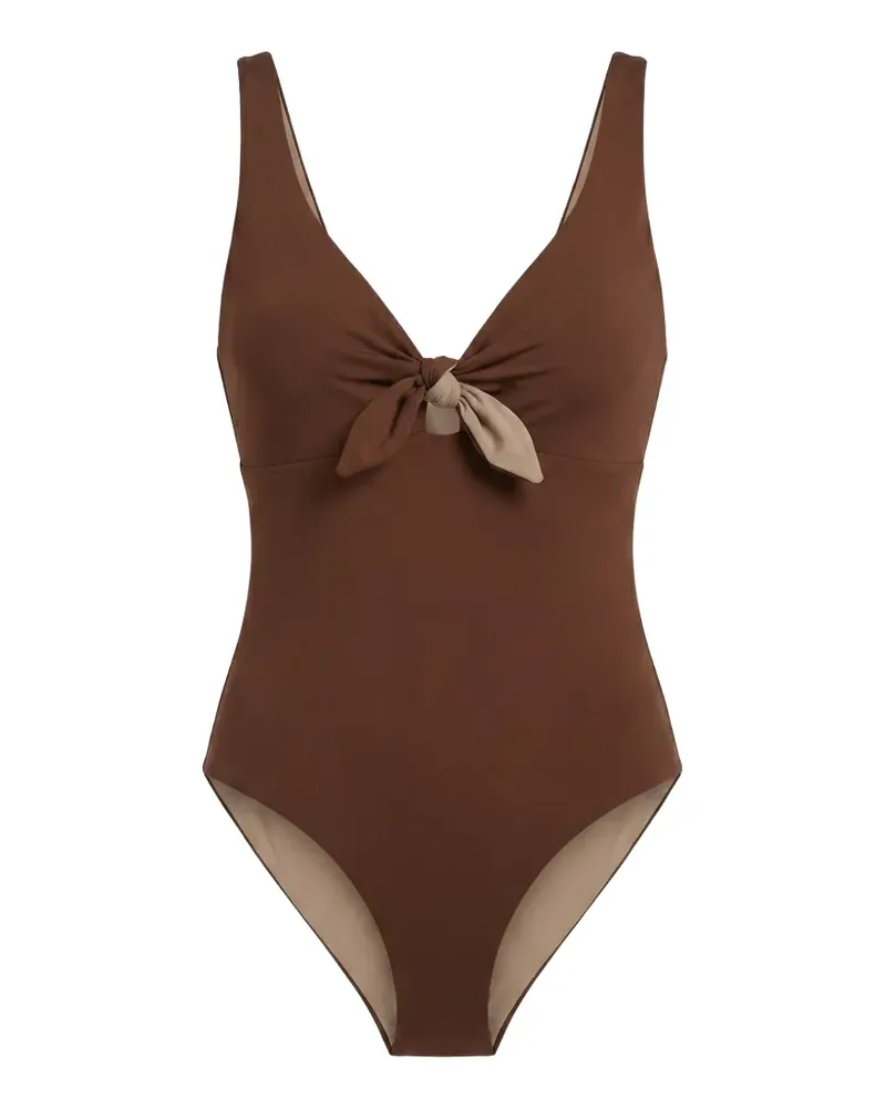 FISICO-Cristina Ferrari knot-detail swimsuit - Braun Braun