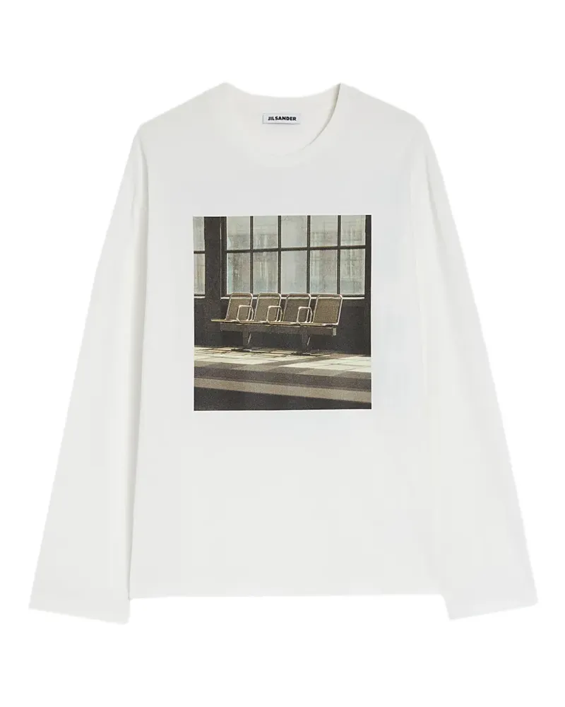 Jil Sander long-sleeve print cotton T-shirt - Weiß Weiß