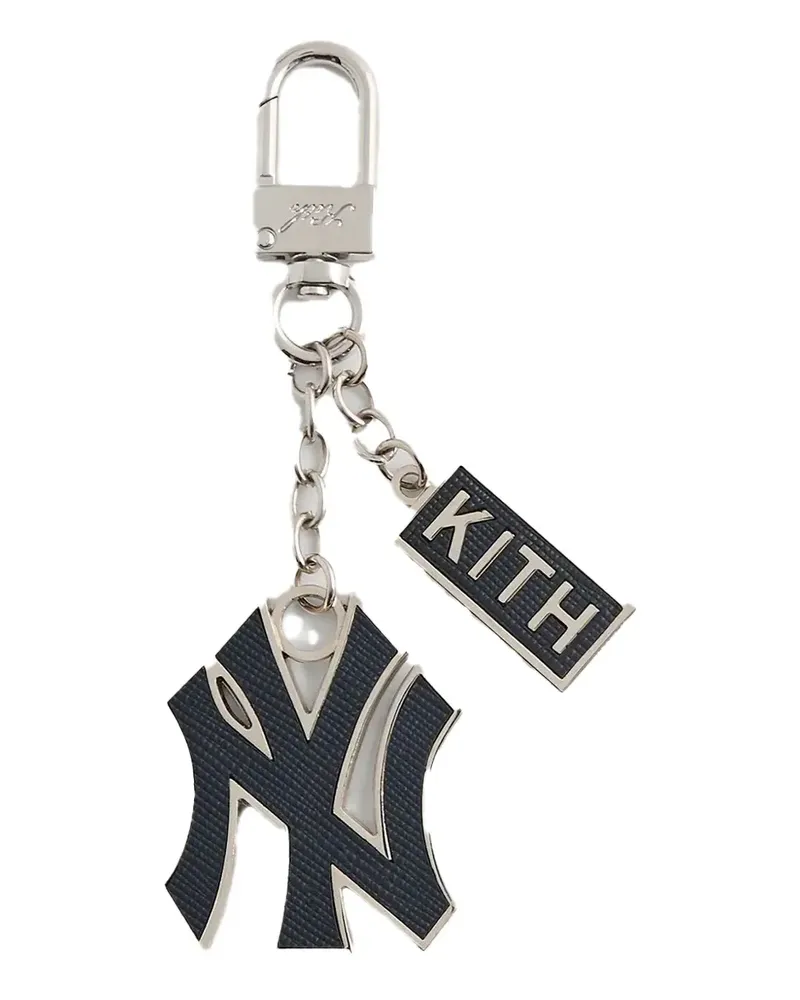 KITH x New York Yankees logo-plaque keyring - Silber Silber