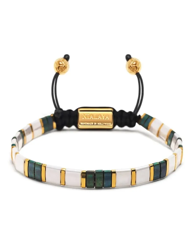 Nialaya Perlenarmband mit Logo-Gravur - Gold Gold