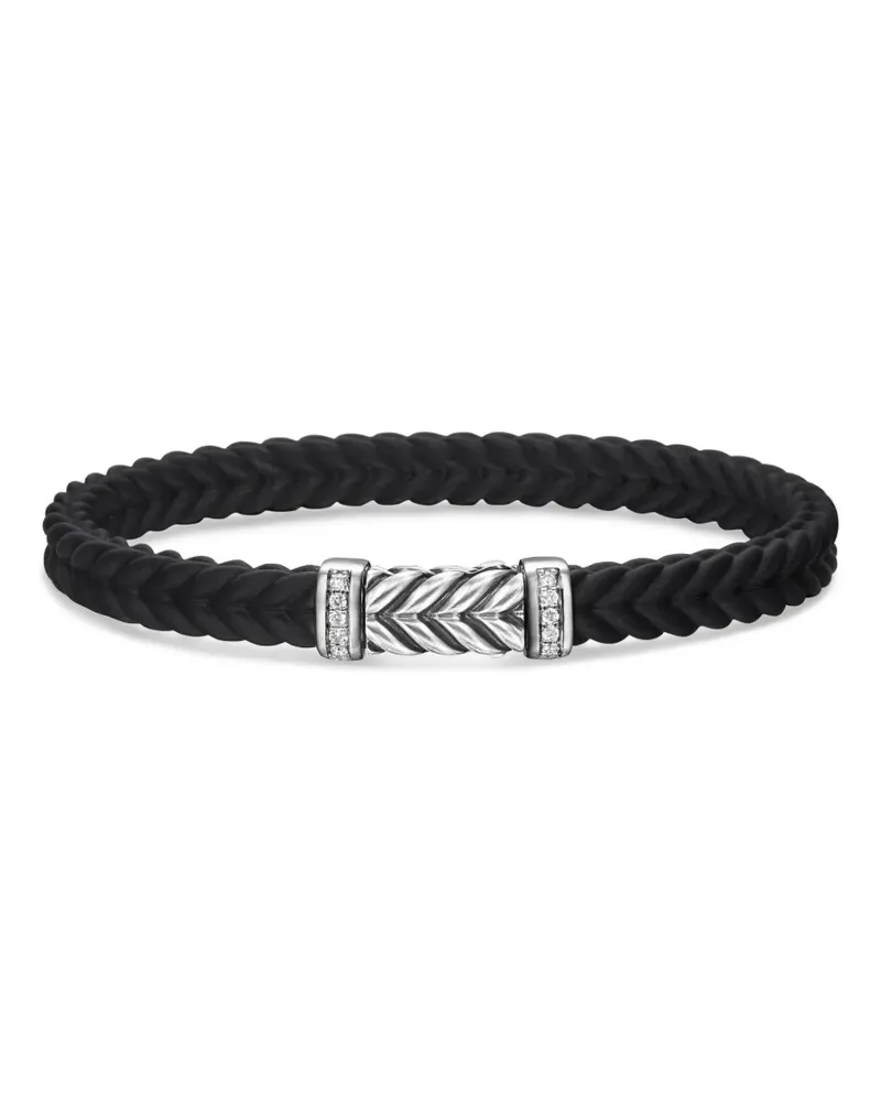 David Yurman Chevron Armband aus Sterlingsilber mit Diamanten 6mm - Schwarz Schwarz