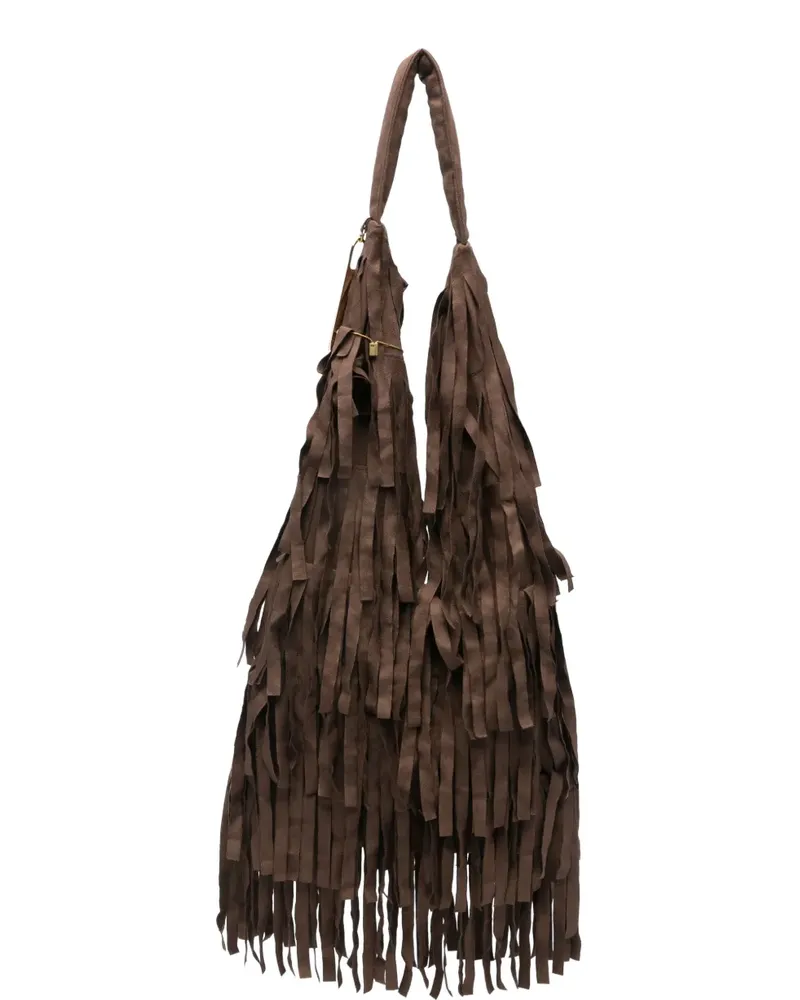 La Milanesa Aretha Schultertasche mit Fransen - Braun Braun
