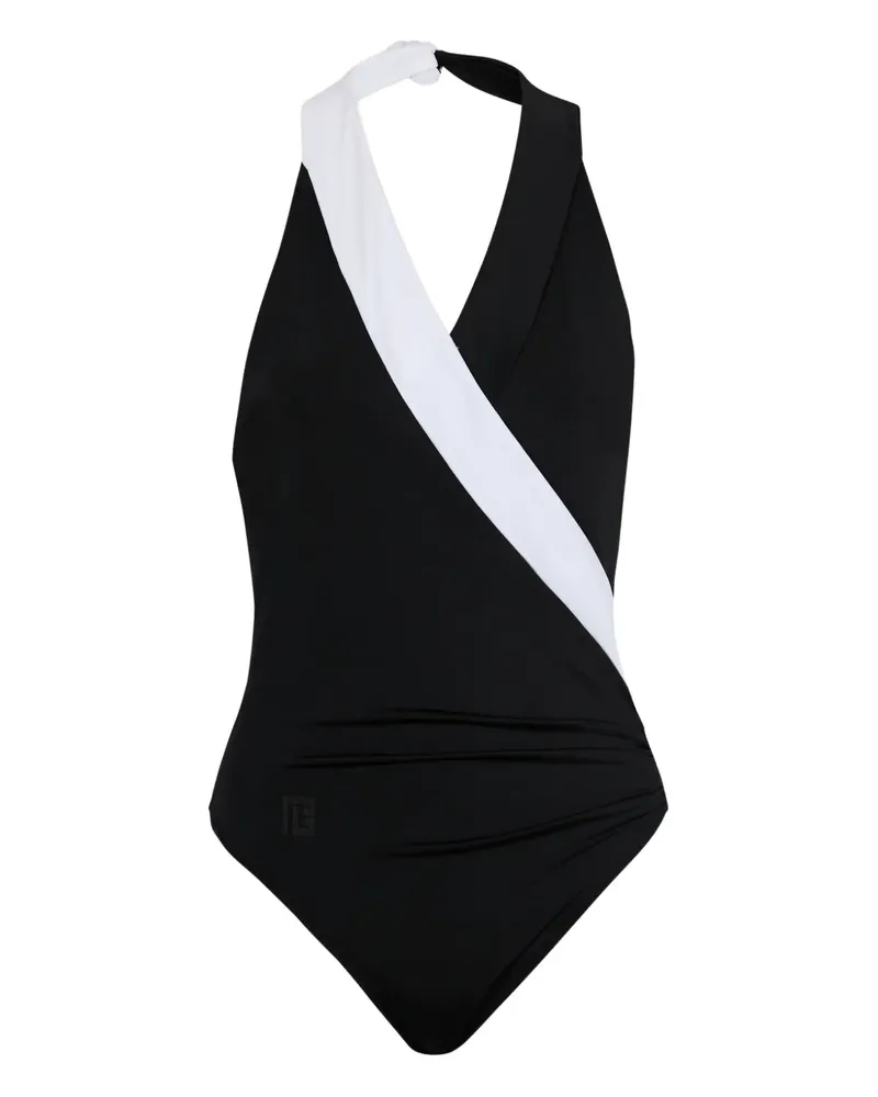 Balmain Zweifarbiger Badeanzug - Schwarz Schwarz