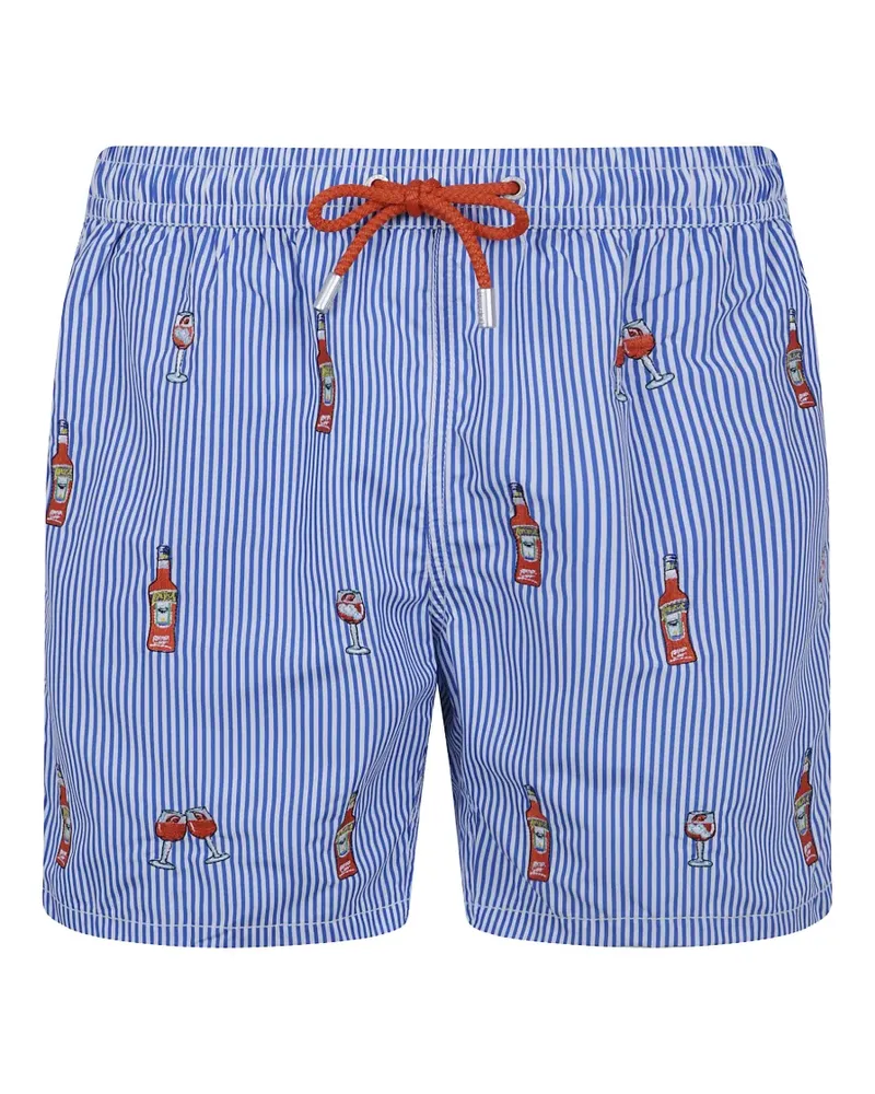 MC2 Saint Barth striped embroidered swim shorts - Blau Blau