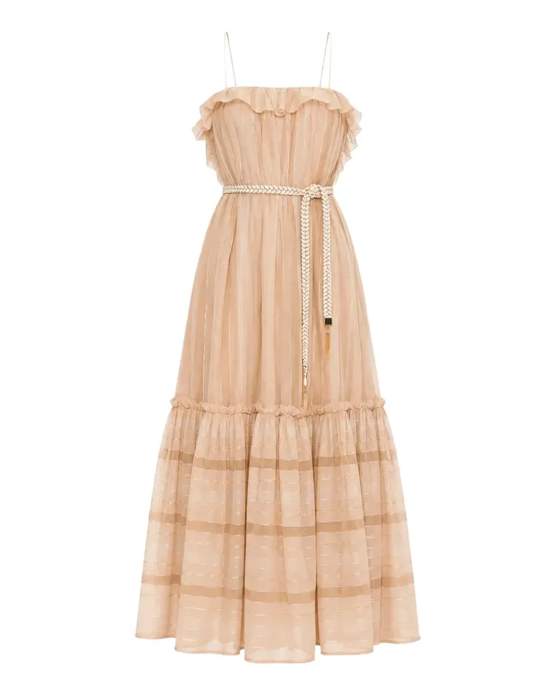 Zimmermann ruffled striped maxi dress - Nude Nude