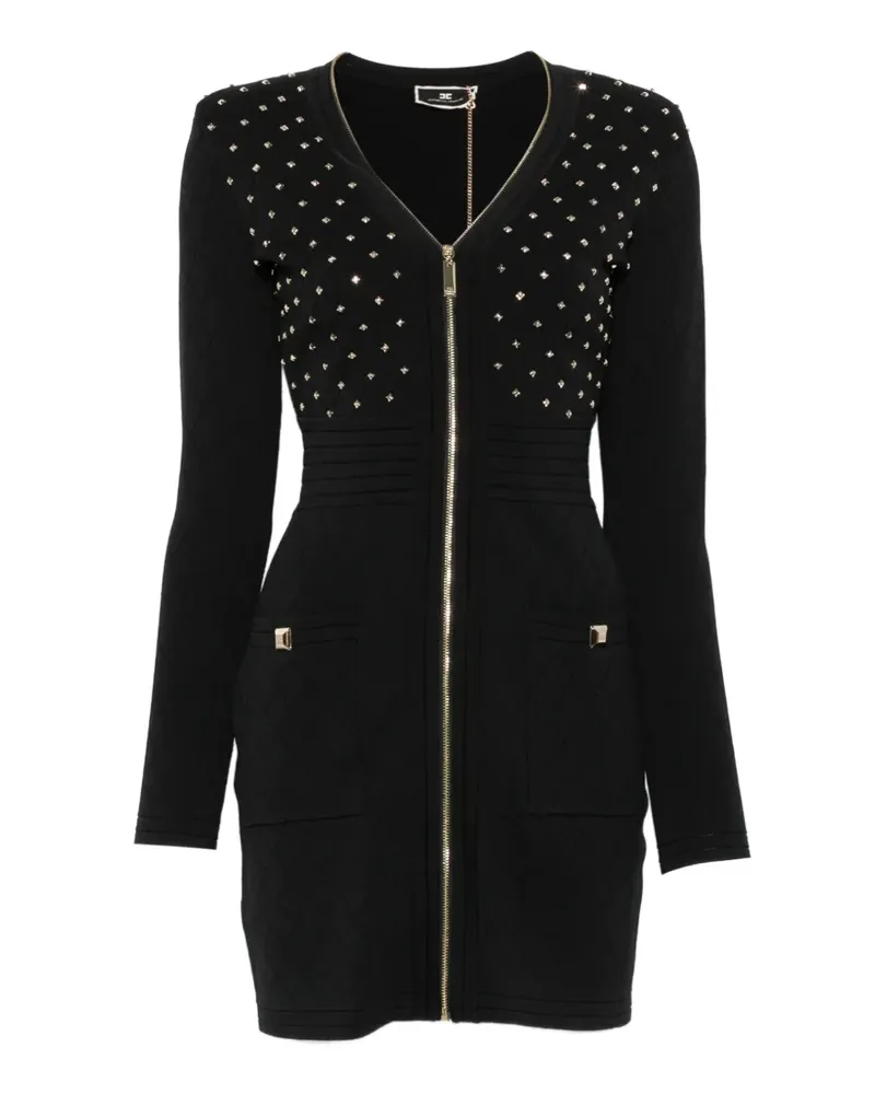 Elisabetta Franchi stud-embellished diamond-quilted mini dress - Schwarz Schwarz