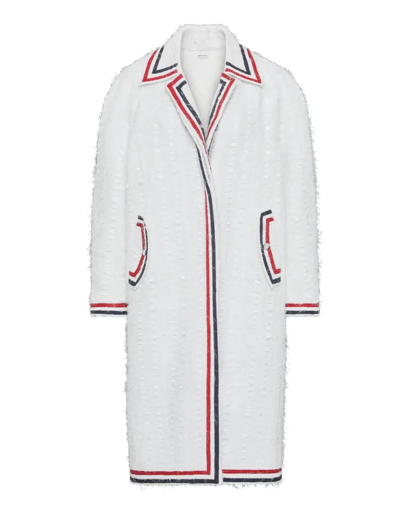 Thom Browne Tweed-Mantel mit Raglanärmeln - Weiß Weiß