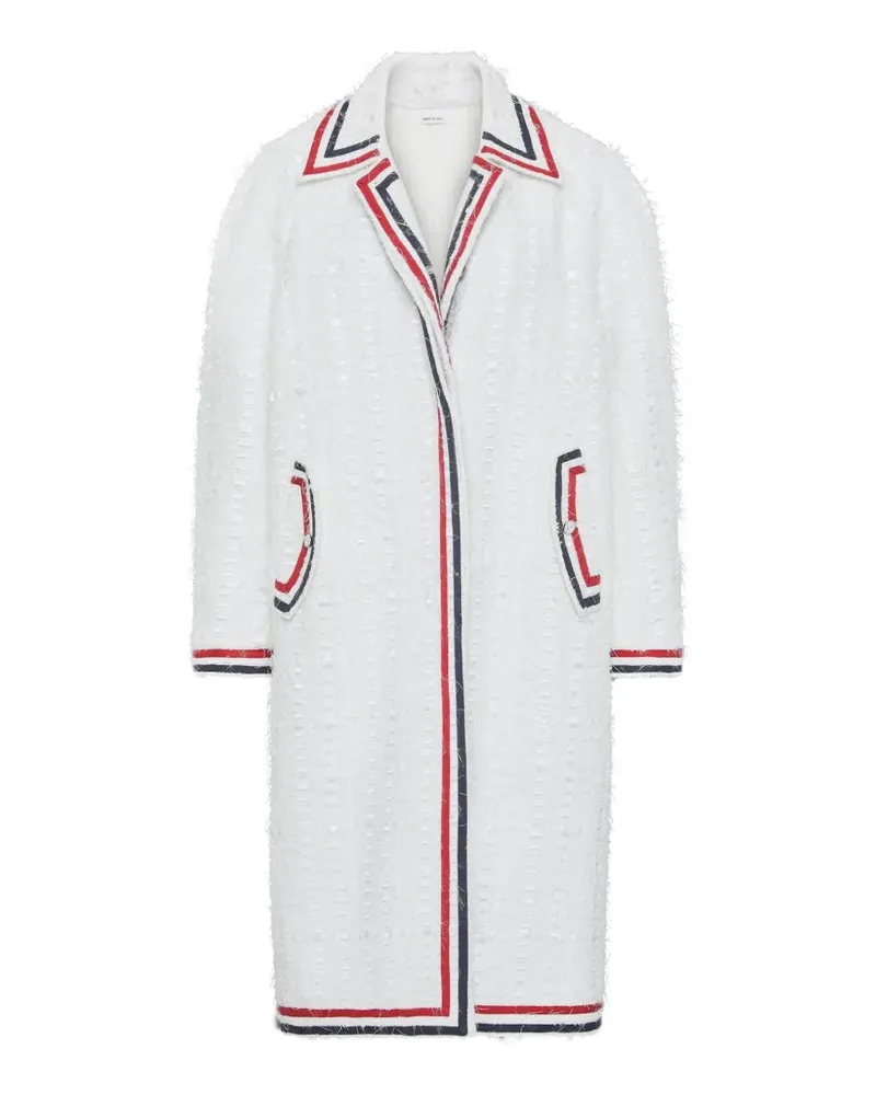 Thom Browne ribbon tweed raglan coat - Weiß Weiß