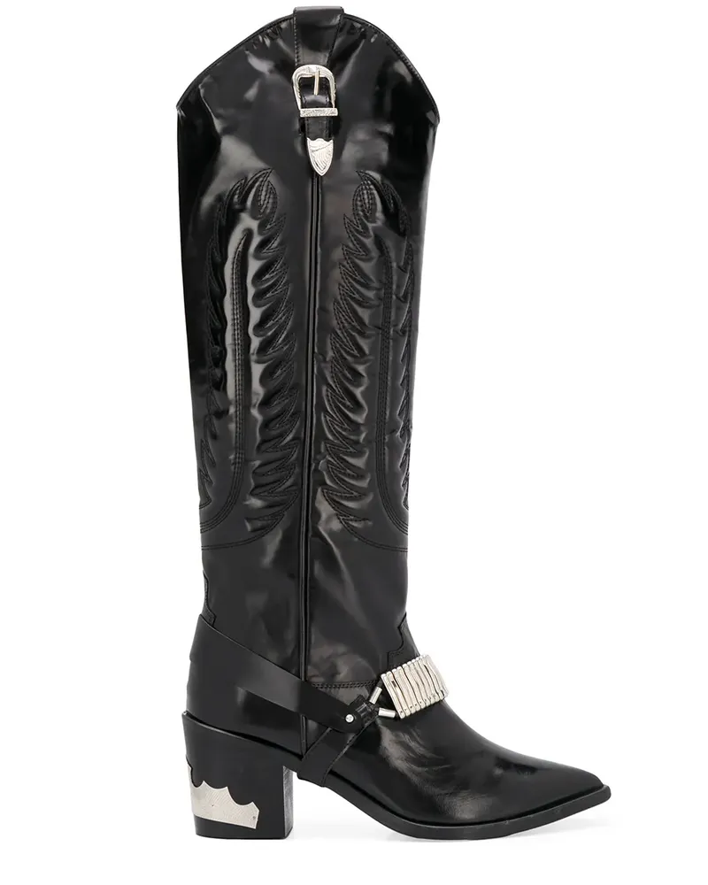 Toga Kniehohe Cowboystiefel - Schwarz Schwarz