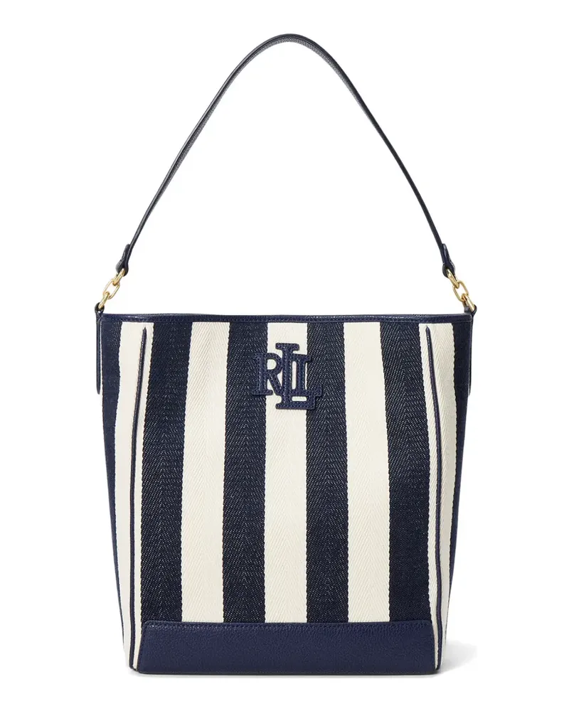 Ralph Lauren Gestreifte Beuteltasche mit Logo - Blau Blau